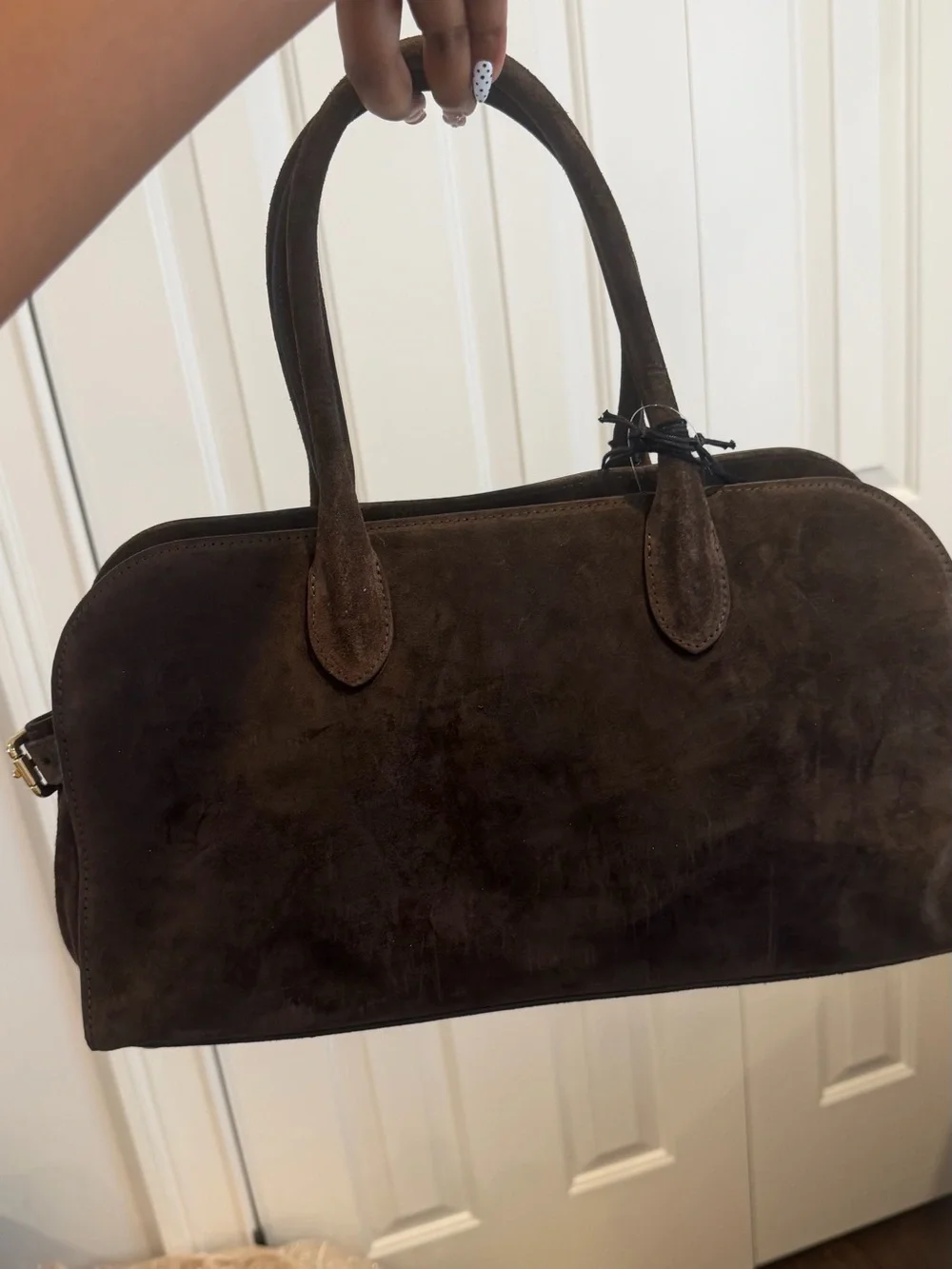 Italian Suede Holdall Bag in Dark Brown - Men Bags